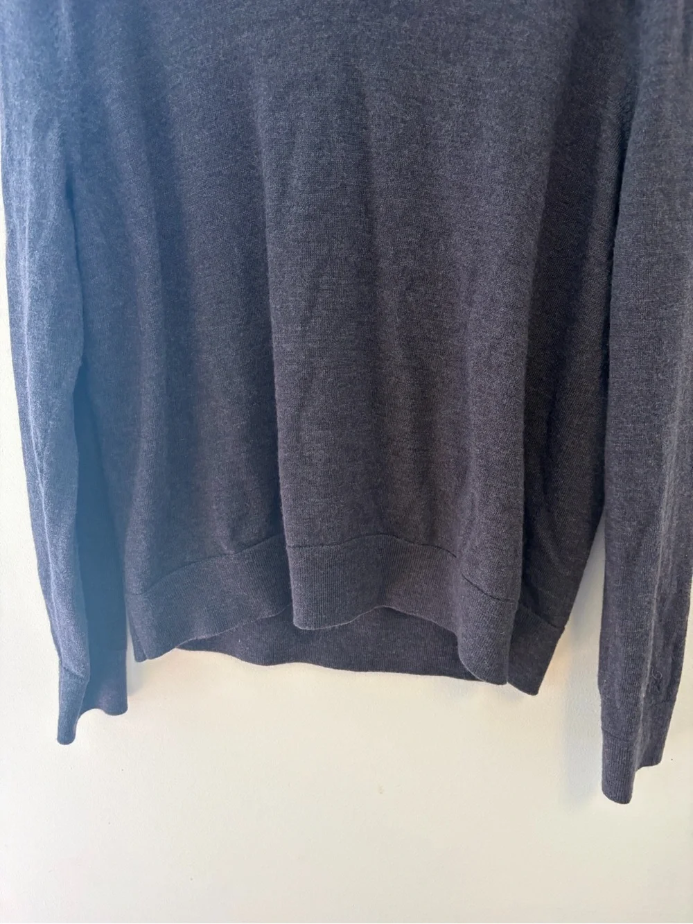 Banana Republic Sweater Mens XL Baruffa 100% Extra Fine Merino Wool 1/4 Zip Gray